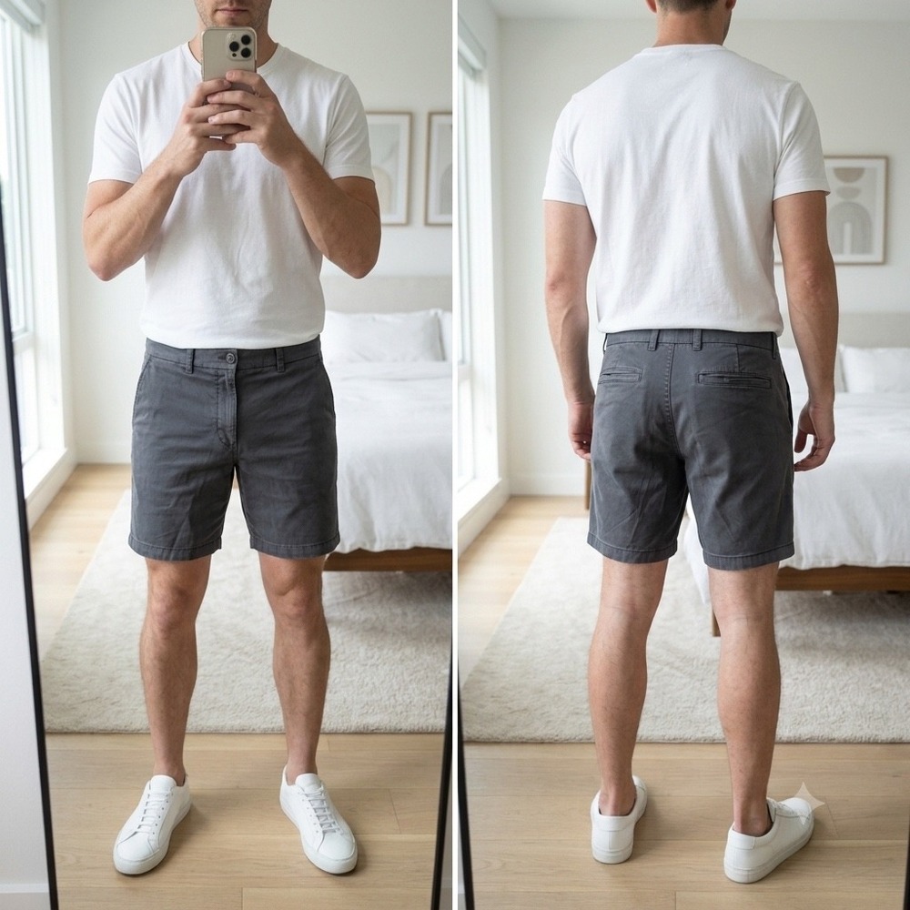 Madewell Mens Chino Shorts Size 38 Dark Grey‎ Charcoal Cotton Stretch Casual 7"